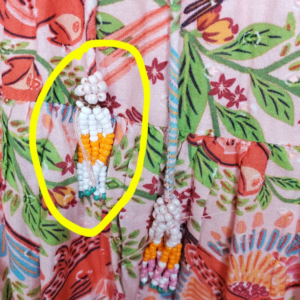 Farm Río Anthropologie Maxi Dress Macaw Flight Smocked Top Pink Midium - Picture 14 of 16